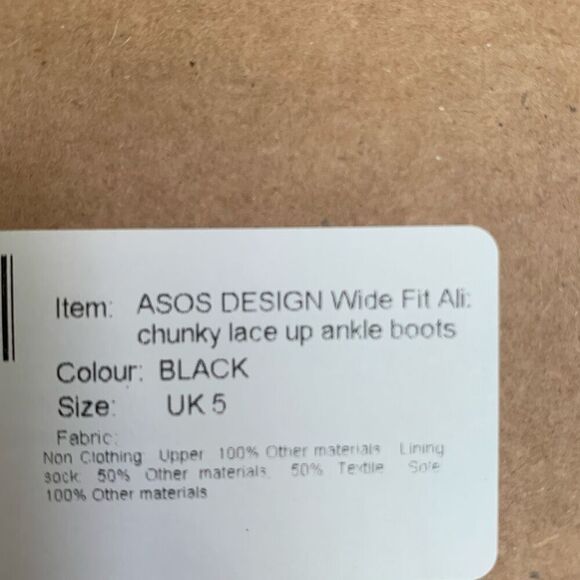 ASOS Design Ali Boots Black Wide Fit Chunky Lace Up  Ankle Buckle Detail 7 - Picture 11 of 12